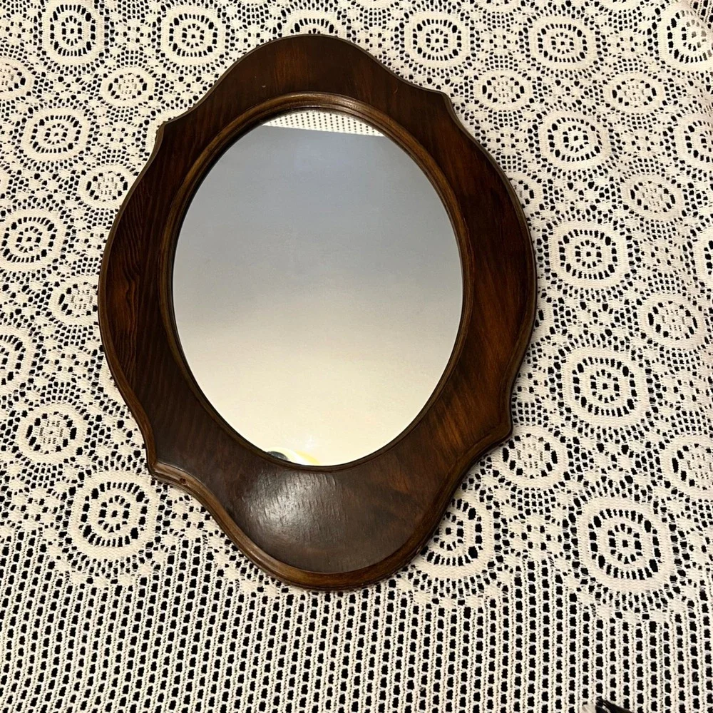 Vintage Wooden Oval Wall Mirror | Cottage Grandma